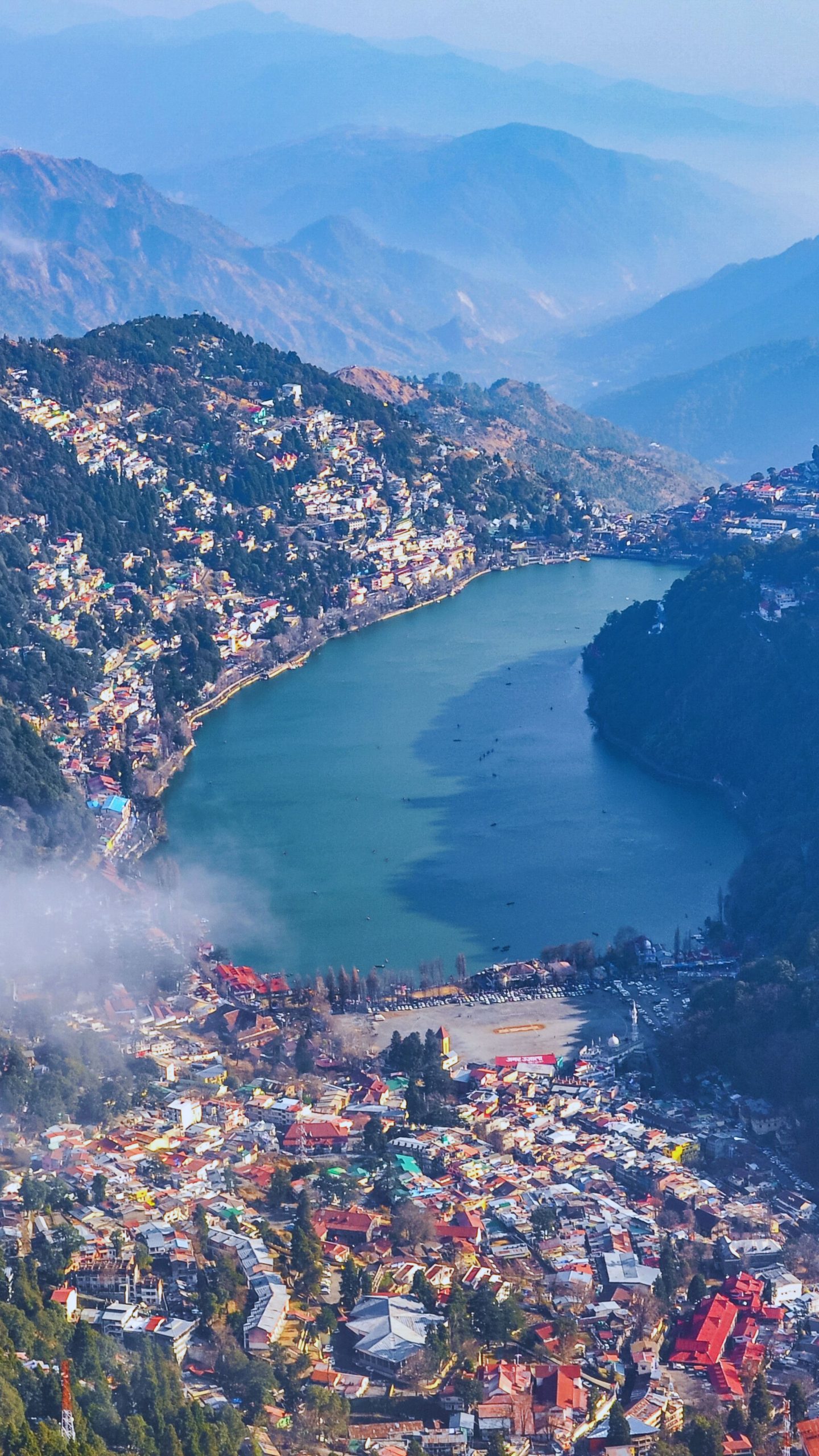 Nainital Lake aerial view — Neem Karoli Baba & Shuklaphanta tour package